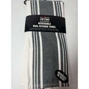 ALL-CLAD Black- Reversible Kitchen Towels ~ 17" x 30" ~ NEW